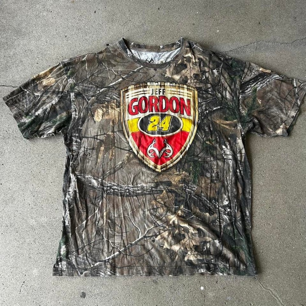 Y2K Jeff Gordon realtree camo graphic nascar racing tee shirt tshirt